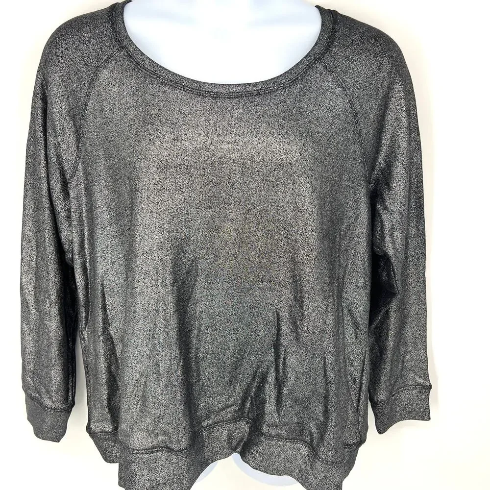 Torrid Womens Plus Size 2 Metallic Black/Gray Liquid Silver Sweatshirt NWT